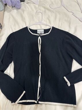 Patchington Black Cardigan with White Trim